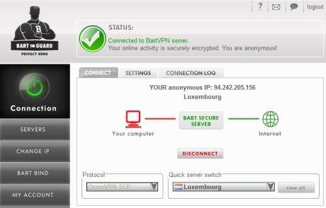 BartVPN 1.2.2 software screenshot