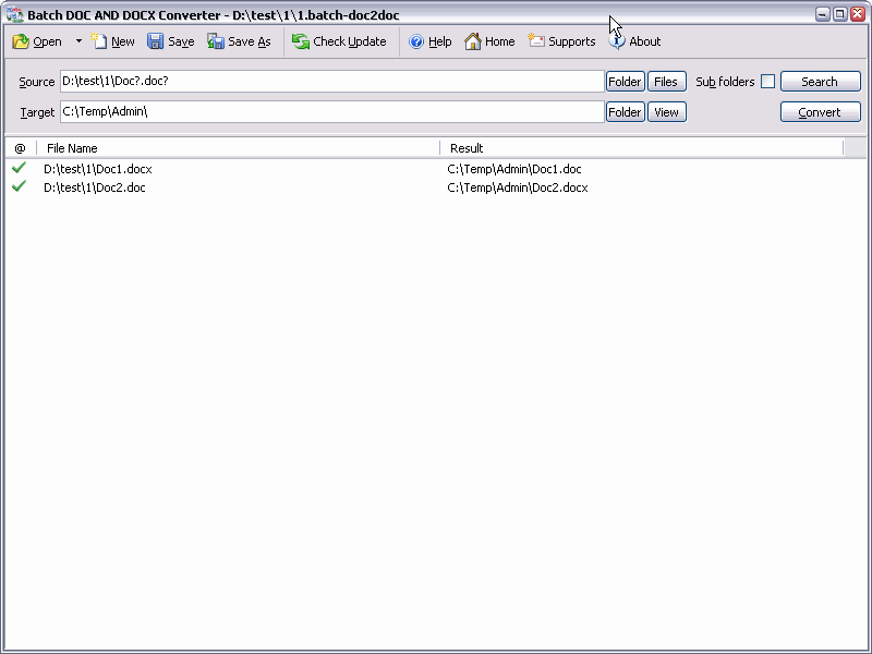 Batch DOC & DOCX Converter 2016.8.117.1929 software screenshot