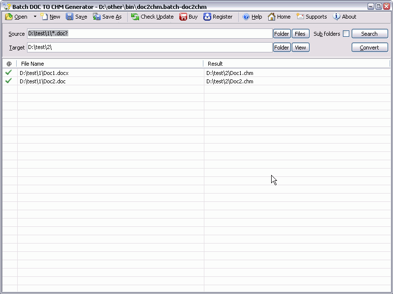 Batch DOC TO CHM Generator 2017.9.510.2896 software screenshot