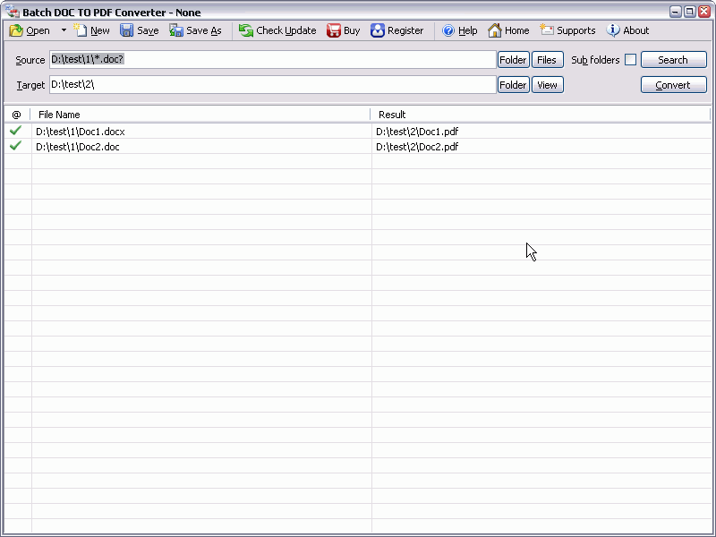 Batch DOC TO PDF Converter 2016.8.117.1924 software screenshot