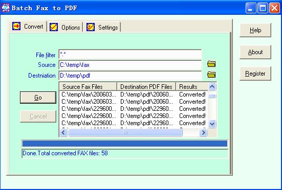Batch Fax to PDF 3.00.908 software screenshot