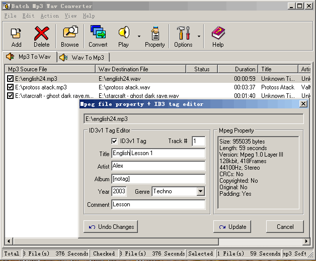 Batch MP3 Wav Converter 1.8 software screenshot