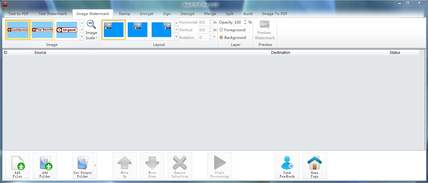 Batch PDF Pro 2.1.0 software screenshot