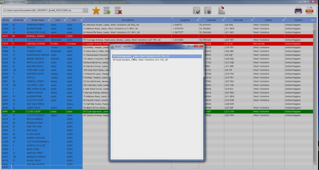 Batch Postcode 1.0.7.0 software screenshot