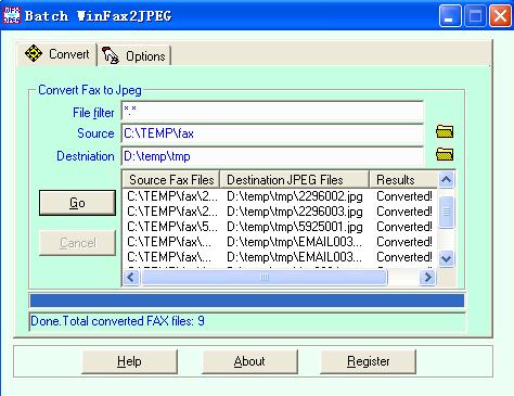 Batch WinFax2JPEG 3.00.0903 software screenshot