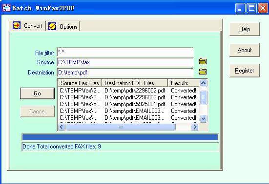 Batch WinFax2PDF 3.00.0903 software screenshot