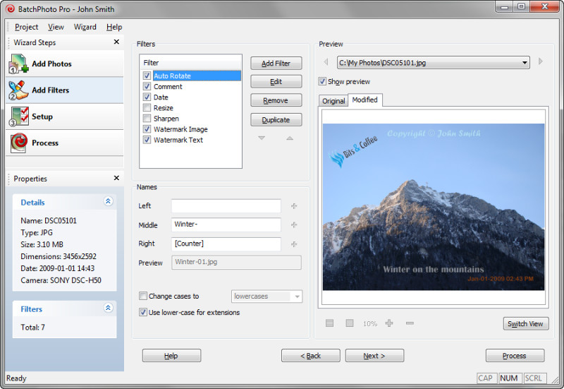 BatchPhoto 2.8.1 software screenshot