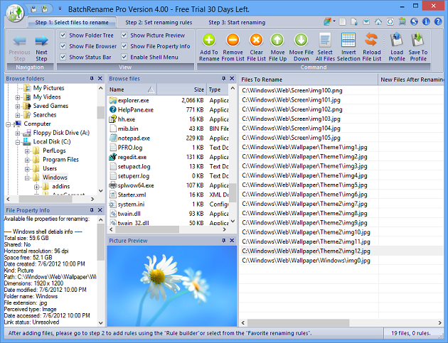 BatchRename Pro 4.0.9.1 software screenshot