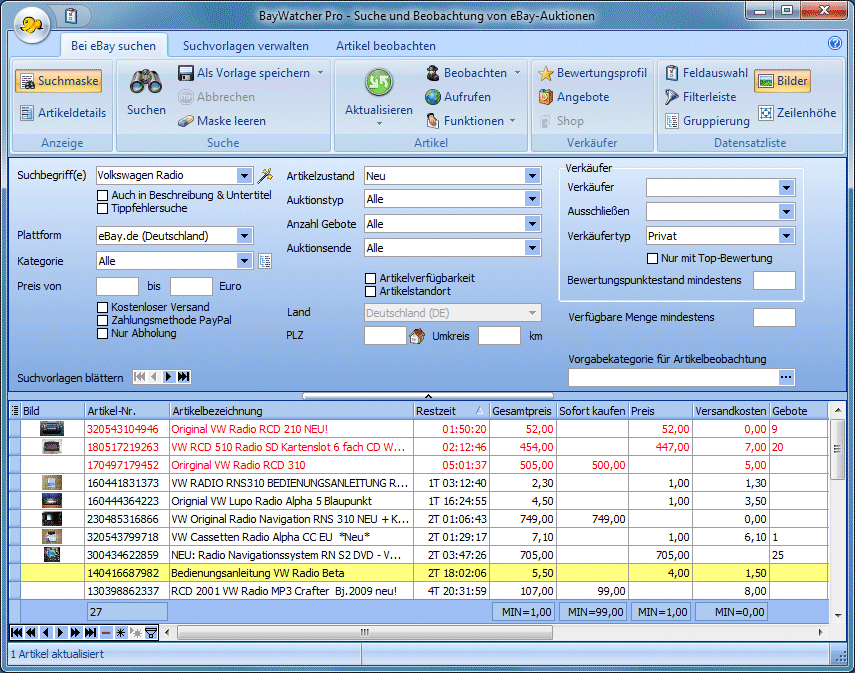 BayWatcher 8.02 software screenshot