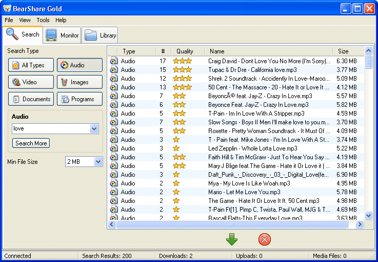 BearShare Gold 3.10 software screenshot