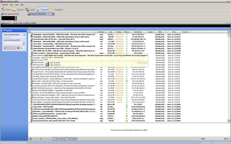 BearShare MP3 6.7.8 software screenshot