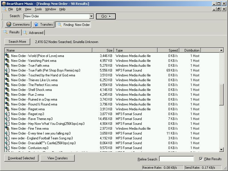 BearShare Music 2.9.0 software screenshot