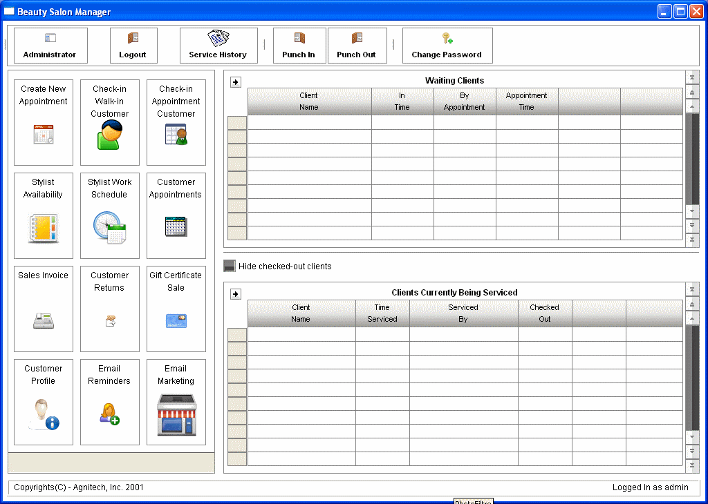 Beauty Salon Software 11.87 software screenshot