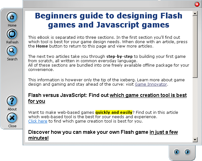 Begginers guide to making Flash/JS games 1.03 software screenshot