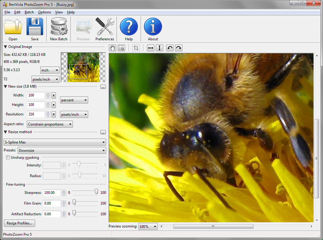 BenVista PhotoZoom Pro 7.0.4 software screenshot