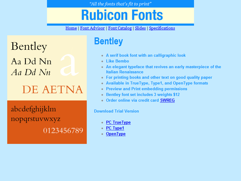 Bentley Font TT 2.00 software screenshot