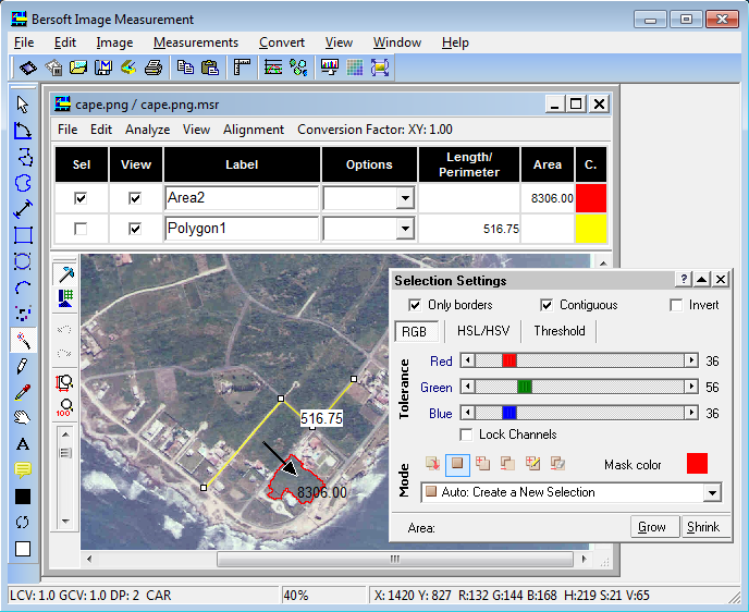 Bersoft Image Measurement 8.47 software screenshot