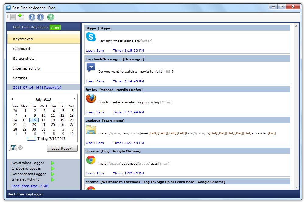 Best Free Keylogger 2.02 software screenshot
