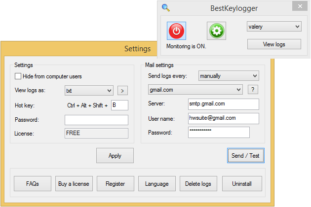 BestKeylogger 3.0.17.0 software screenshot