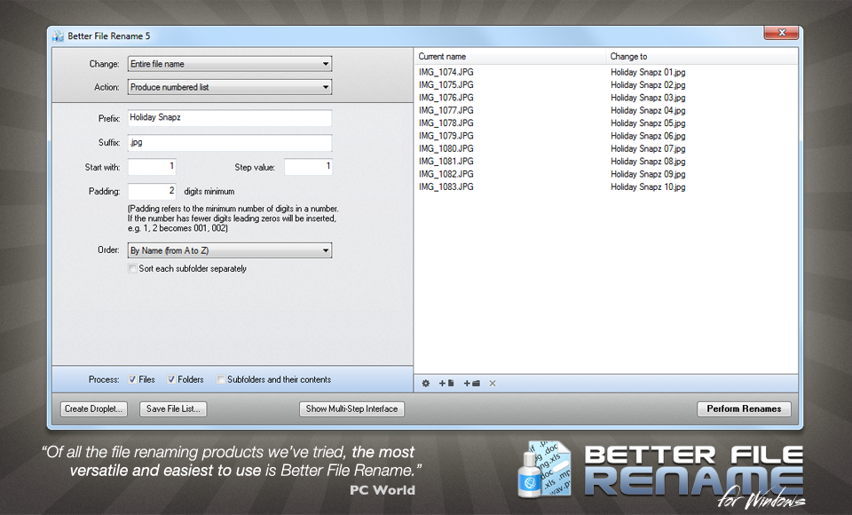 Better File Rename 6.00 software screenshot