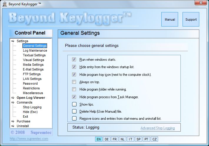 Beyond Keylogger 3.102 software screenshot