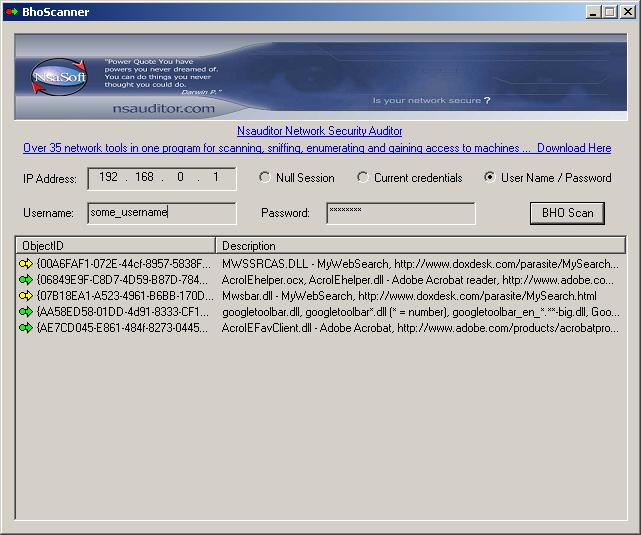 BhoScanner 2.2.1 software screenshot