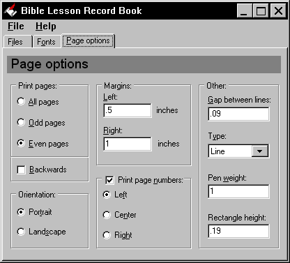 Bible Lesson Record Book 1.03 software screenshot