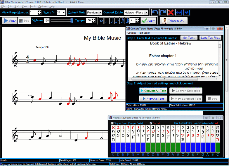 Bible Music Writer 1.3.0.1 software screenshot