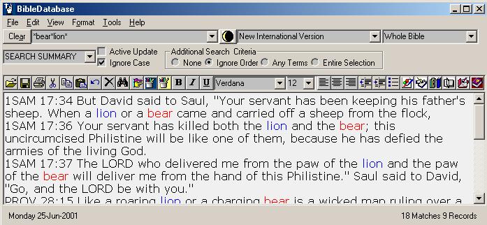 BibleDatabase 2.5.0 software screenshot