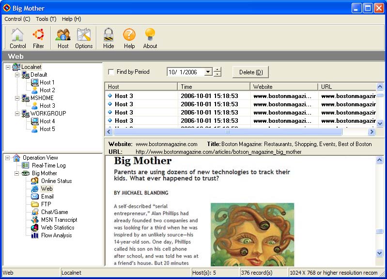 Big Mother 2.86 software screenshot
