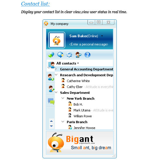BigAnt Office Messenger 4.1.24 software screenshot