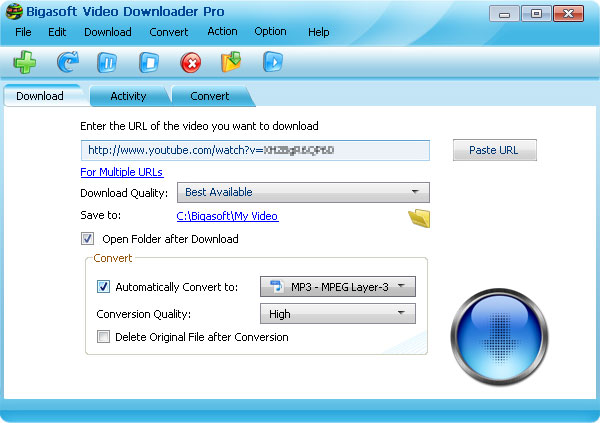 Bigasoft Video Downloader Pro 3.14.5.6352 software screenshot