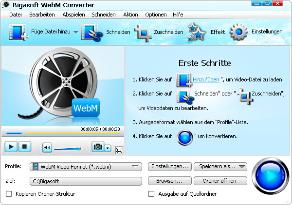 Bigasoft WebM Converter 3.7.39.4862 software screenshot