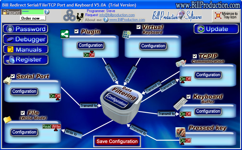 Bill Redirect Serial-File-TCP Port & KB V5.0A software screenshot