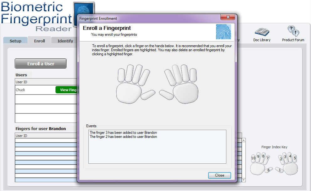 Biometric Fingerprint Reader 1.0.5.0 software screenshot