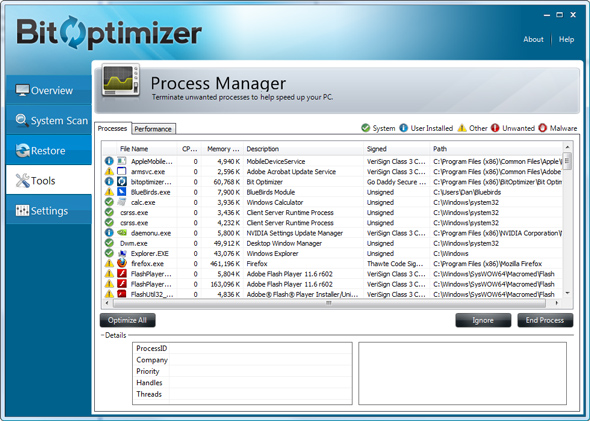 Bit Optimizer 3.2.0 software screenshot