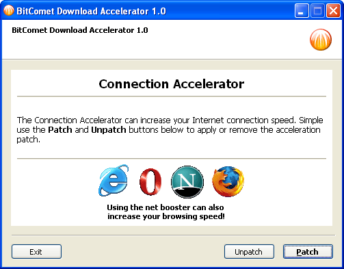 BitComet Download Accelerator 1.0 software screenshot
