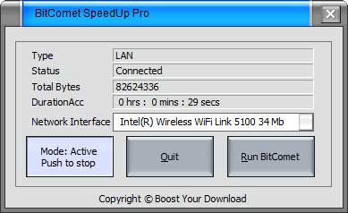 BitComet SpeedUp Pro 4.6.0 software screenshot