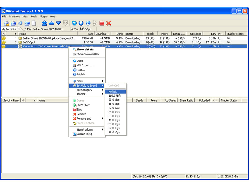 BitComet Turbo 4.0.7 software screenshot