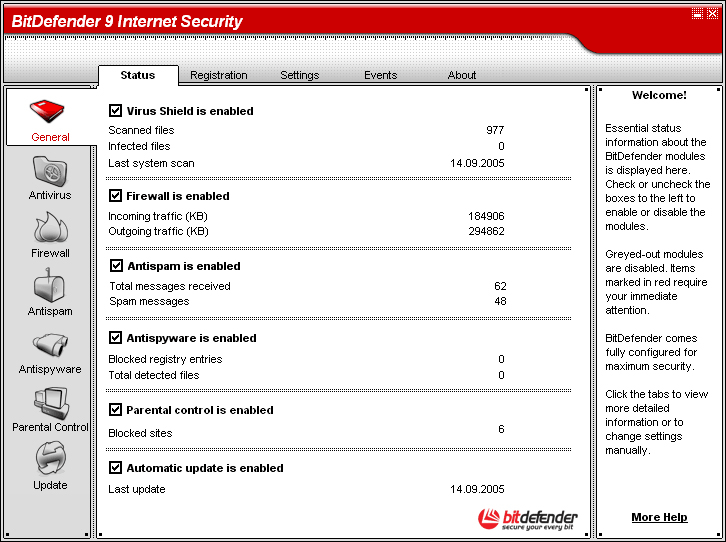 BitDefender 9 Internet Security 9 software screenshot