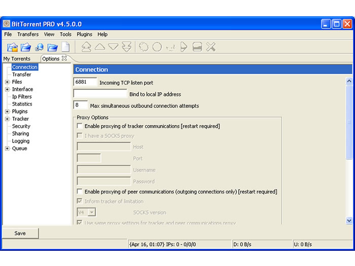 BitTorrent PRO 5.0.8 software screenshot