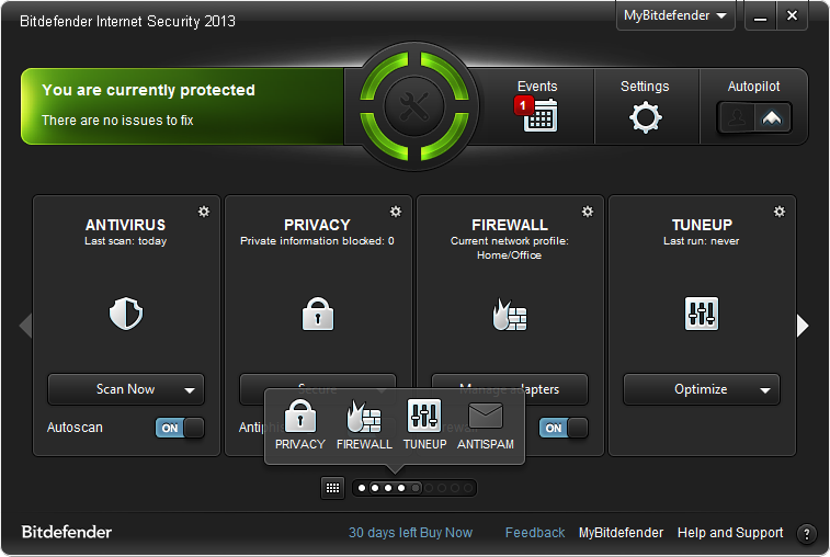 Bitdefender Internet Security 2017 21.0.25.92 software screenshot