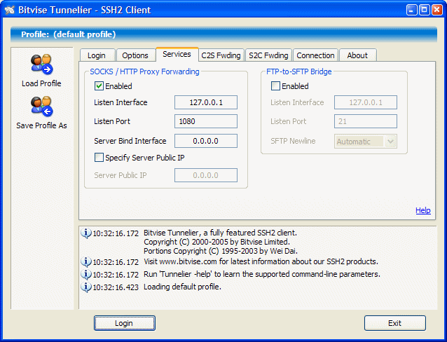 Bitvise SSH Client 7.29 software screenshot