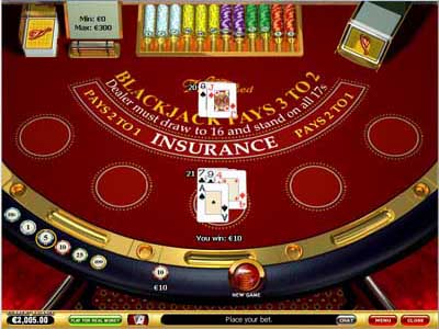 Blackjack Vegas Red 2.0 software screenshot