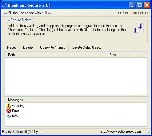 Blank And Secure 4.25 software screenshot