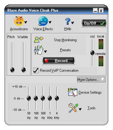 Blaze Audio Voice Cloak Plus 1.0 software screenshot