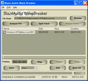 Blaze Audio Wave Breaker 1.1 software screenshot
