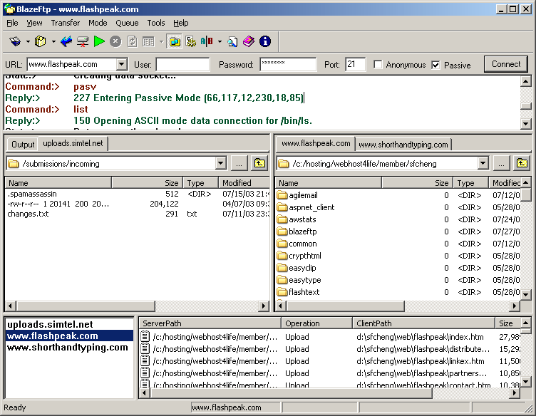 BlazeFtp 2.11 software screenshot