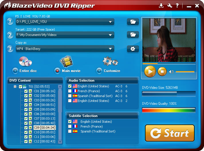 BlazeVideo DVD Ripper 2.0.4.8 software screenshot