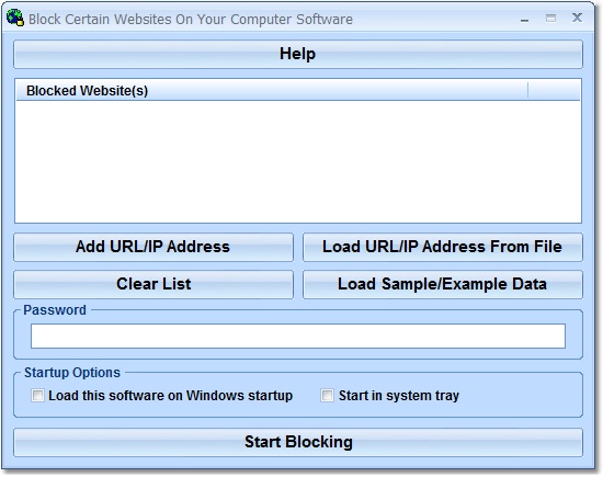 Block Certain Websites On Your Computer Software 7.0 software screenshot
